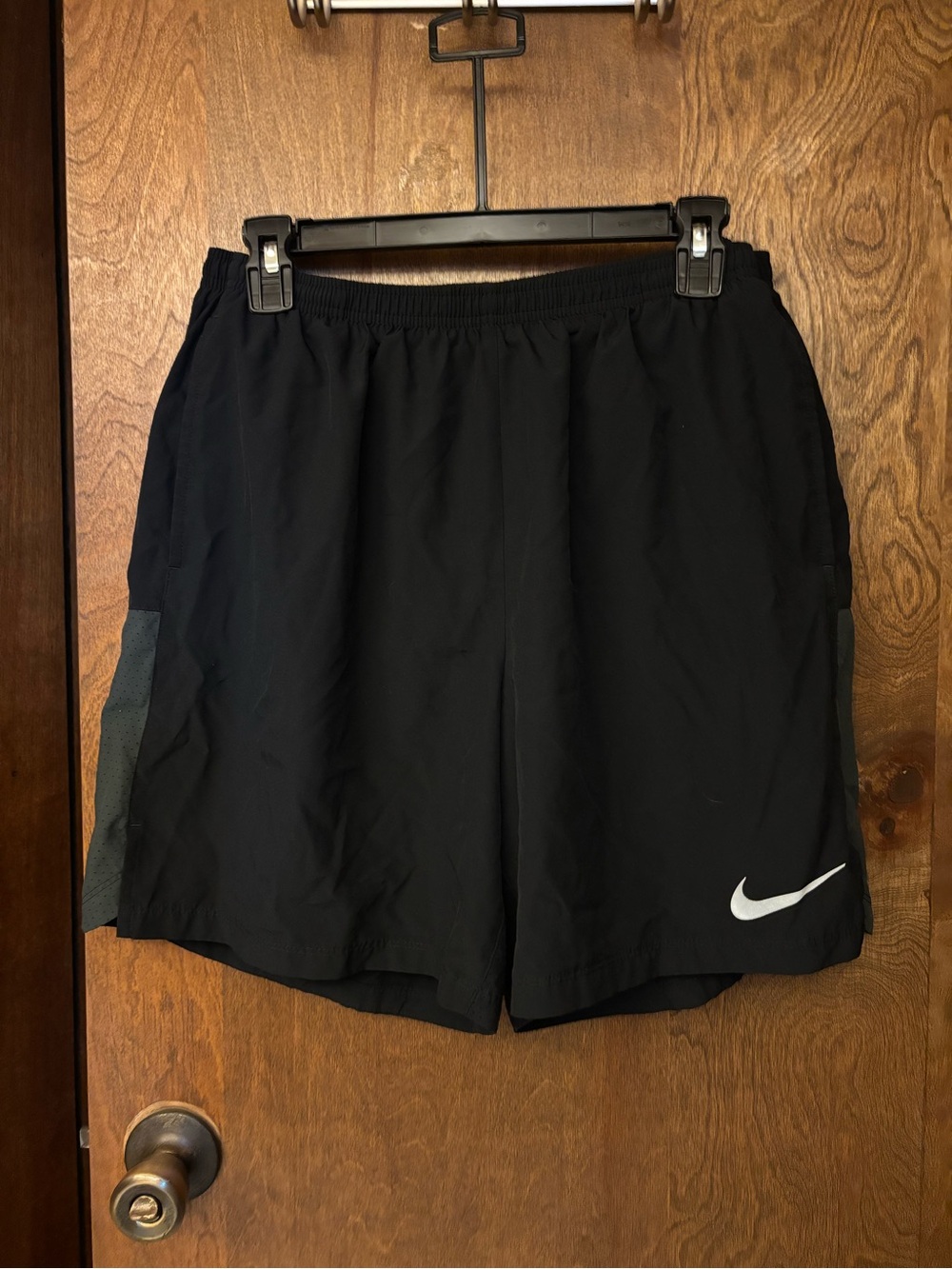Nike Men's Black Athletic Running Shorts with Reflective Swoosh